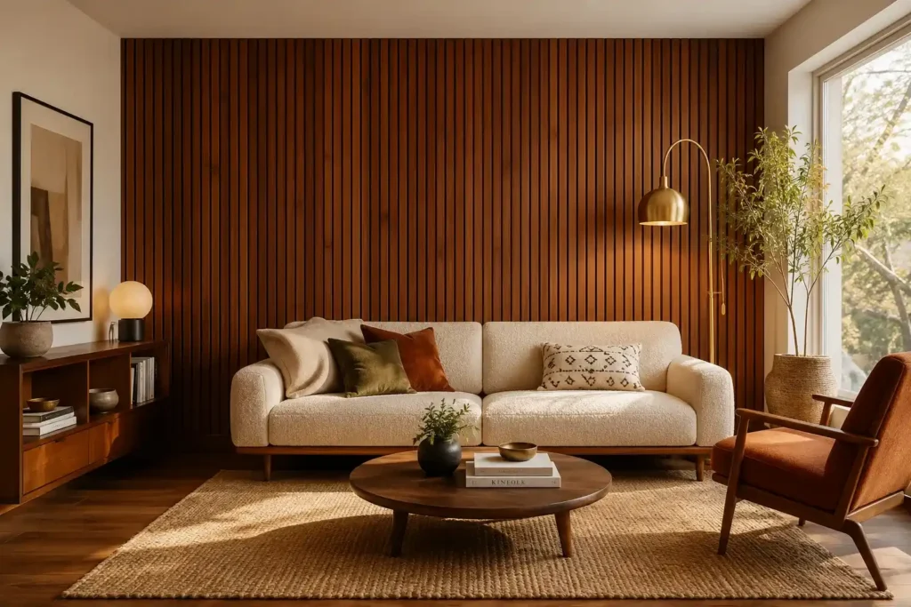 1. Warm Walnut Accent Wall