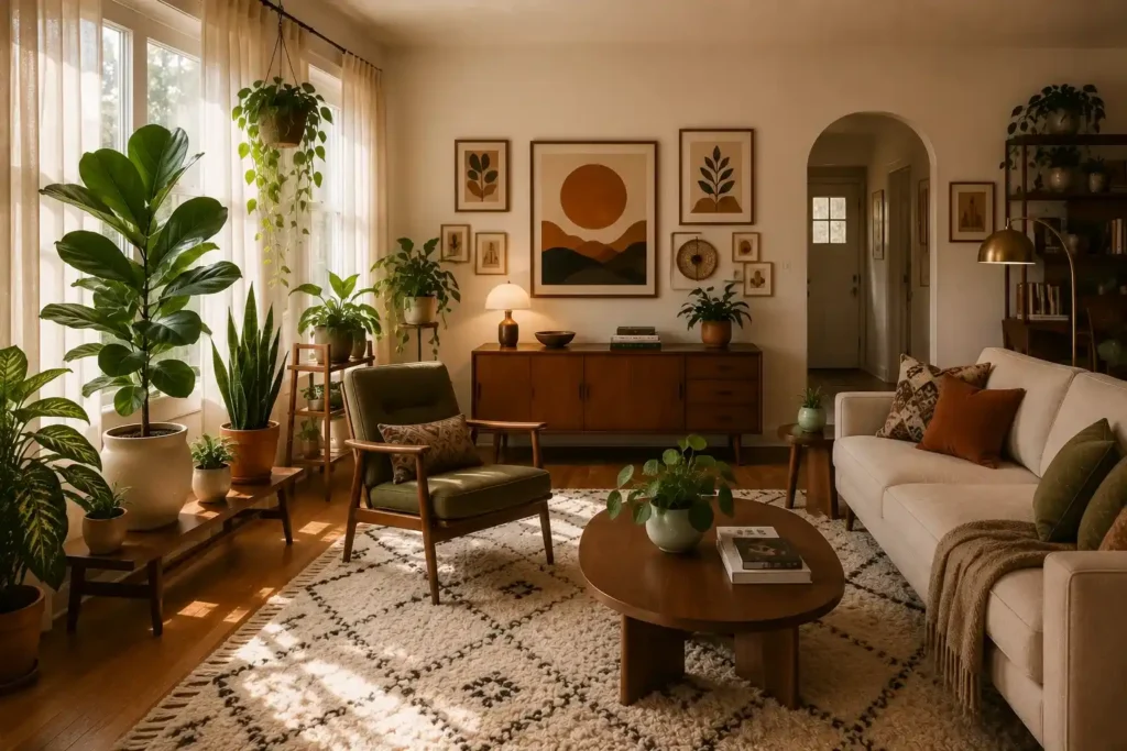 11. Layered Houseplants in Ceramic Planters