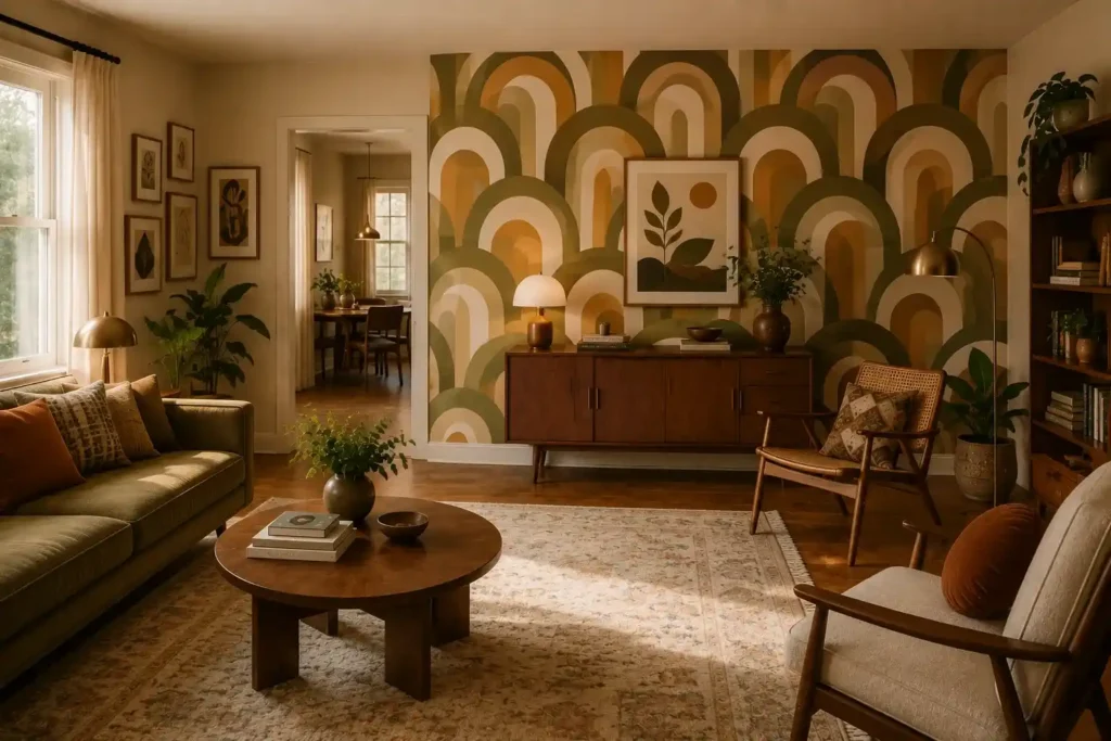 14. Geometric Wallpaper Feature Wall