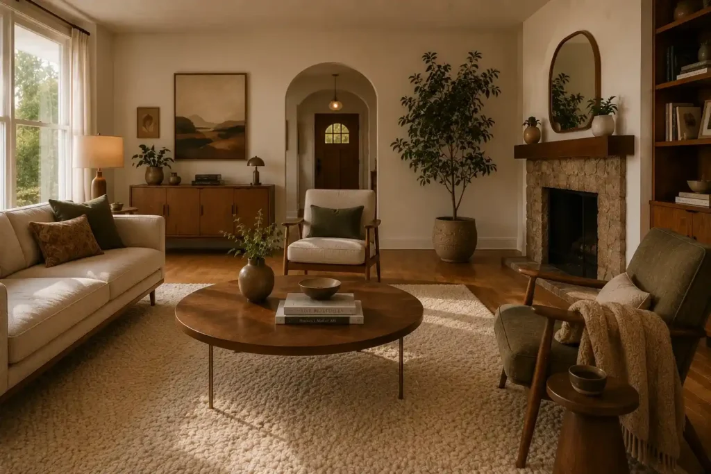 16. Low-Profile Coffee Table with Brass Legs