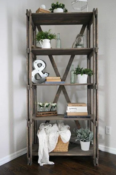 5. DIY Rustic Farmhouse Bookshelf