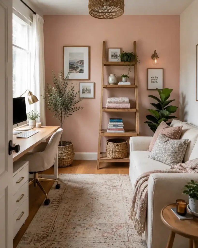 A Ladder Shelf for Blankets, Books, and Baskets