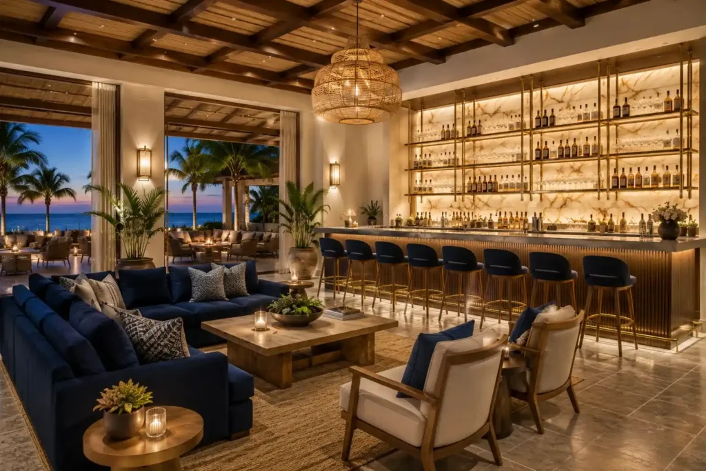 A Statement Onyx and Brass Bar Wall