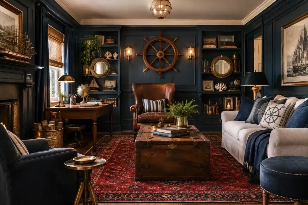 Blue and White Striped Rug