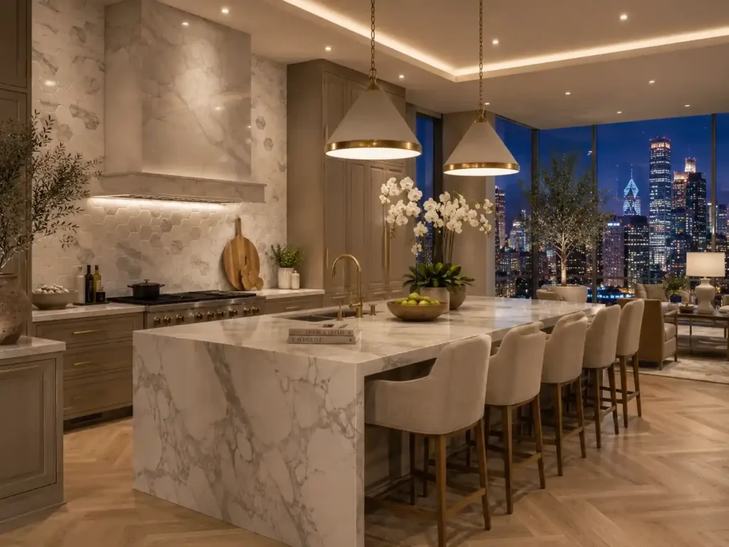 Luxury Marble Hexagon Farmhouse Penthouse