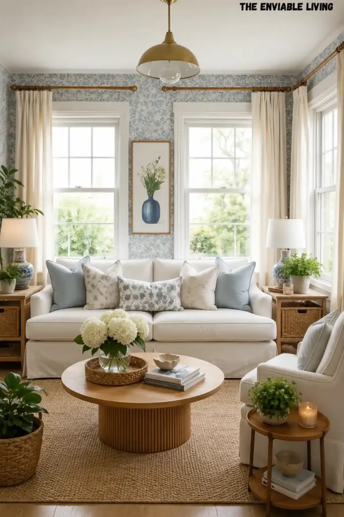 Small Coastal Living Room Filled with Natural Light