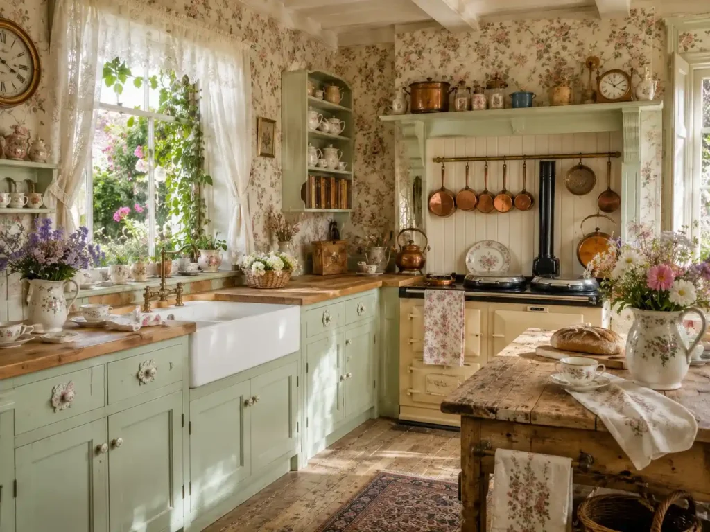 Vintage English Cottage Beadboard Kitchen