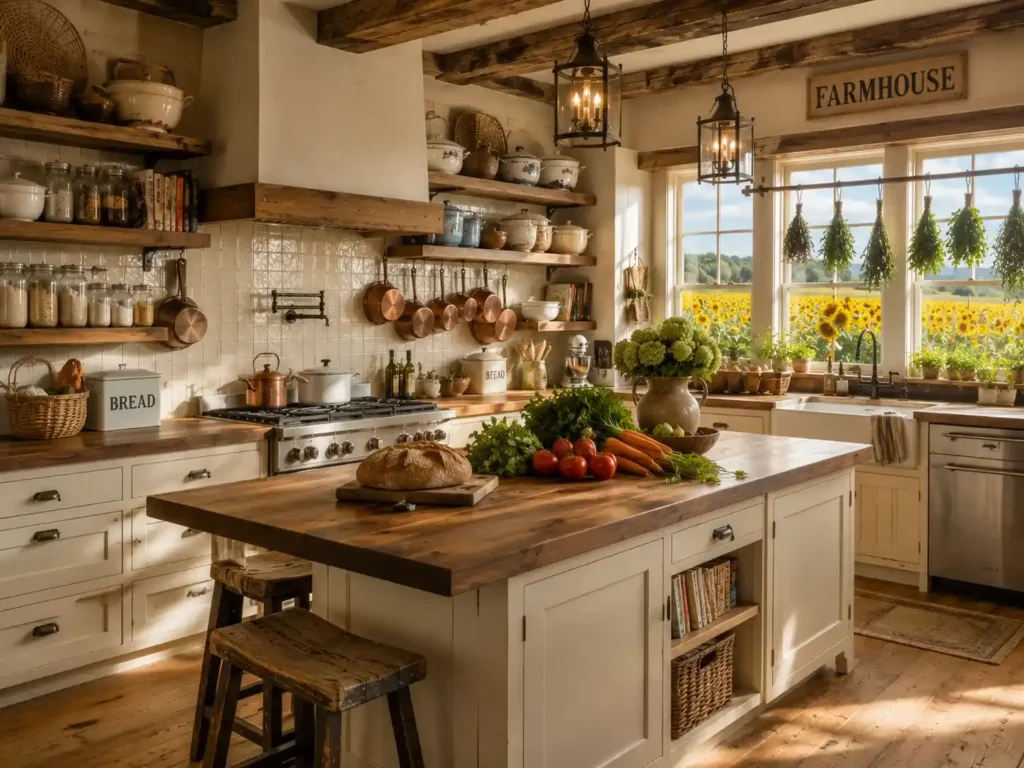 Warm Butcher Block Farmhouse Kitchen