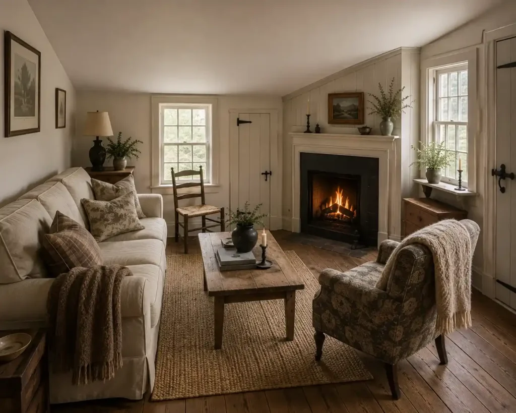 A Cozy Corner Fireplace for a Small Farmhouse Living Room