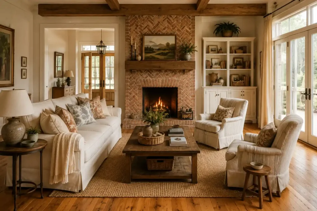 A Herringbone Brick Fireplace Surround