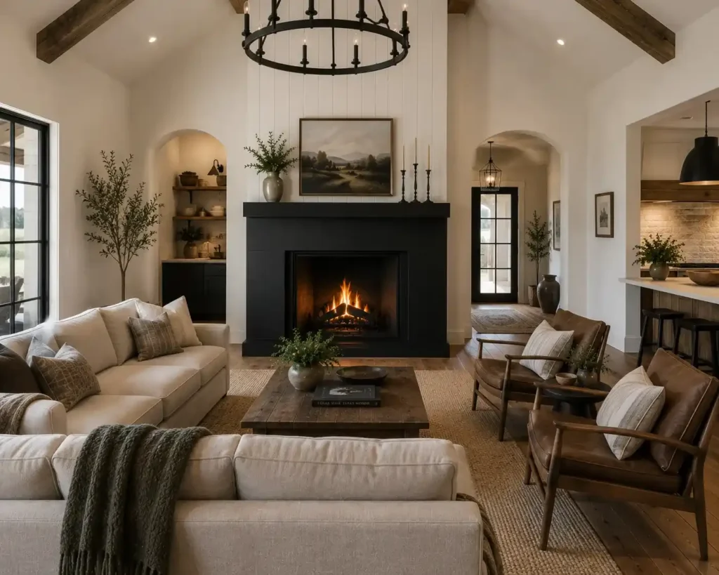 A Matte Black Steel Fireplace Surround